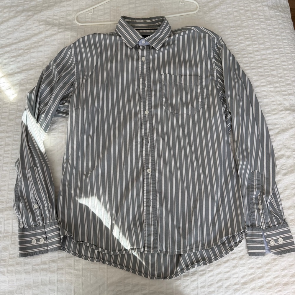Classic Gray Striped Men's Shirt